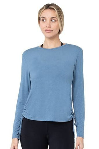 Side Tie L/S Top, Coronet Blue (Vie Active)